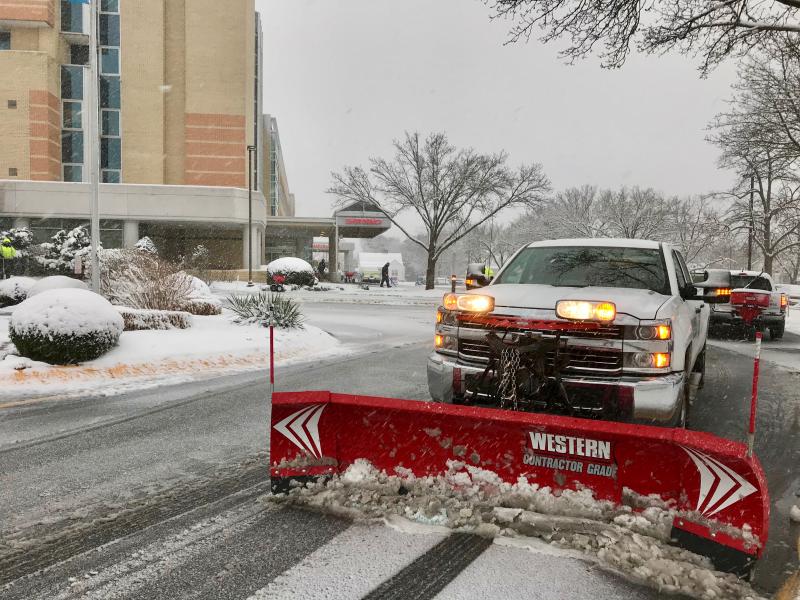 Crews from Shore Property Maintenance have been keeping access open at Beebe Healthcare’s Lewes campus. DENNIS FORNEY PHOTO